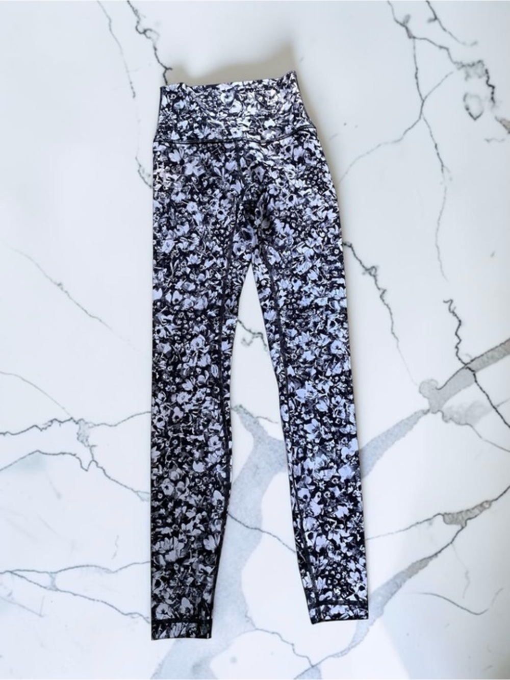 lululemon athletica Black & White Floral Print High-Rise Leggings